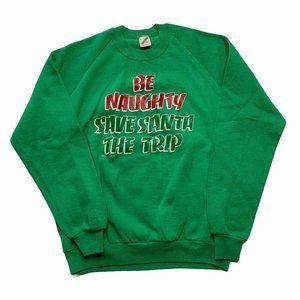 Vintage Christmas Sweatshirt Size L Green Humor